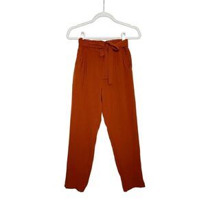Rue21 Elastic Tie Waist Paperbag High Rise Pull-on Pants Pockets Orange Small